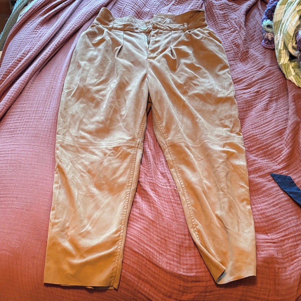 Suede paper bag Tan Pants